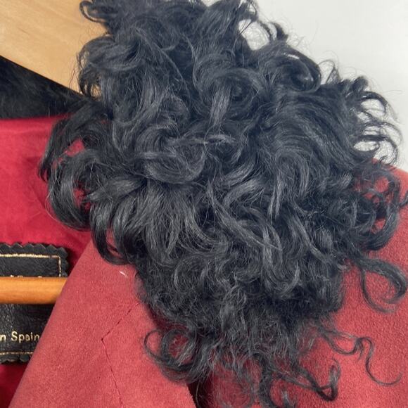 Vintage Leda Spain by Gropper suede fur burgundy trench coat - Picture 3 of 7